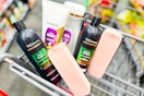 pantene, tresemme, and monday shampoo in a cart