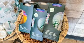 starbucks color changing cold cups in a bin