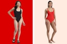 Two styles of No Boundaries one piece swimsuits (black & red)