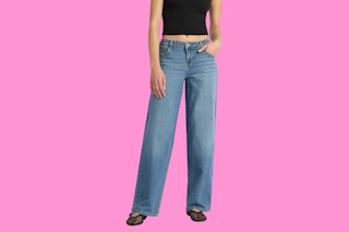 Stock image (close up) of woman wearing the No Boundaries baggy studded jeans