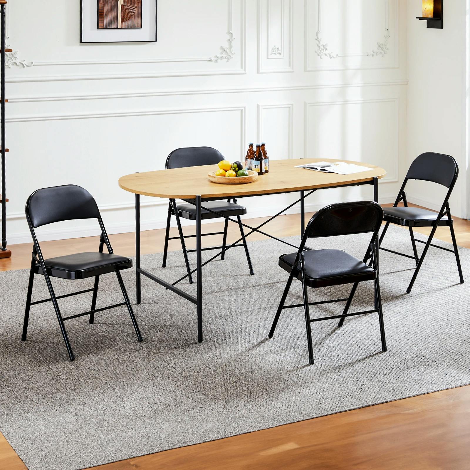 Leather Padded Folding Chairs 4-Pack