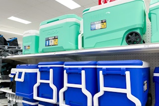 igloo wheelie coolers sitting on a target shelf