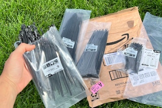 hand holding zip ties