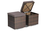 Rattan Patio Storage Ottoman Set