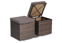 Rattan Patio Storage Ottoman Set