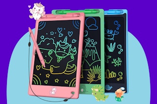 FLUESTON LCD Writing Tablet for Kids,Drawing Tablet Set on a blue background.