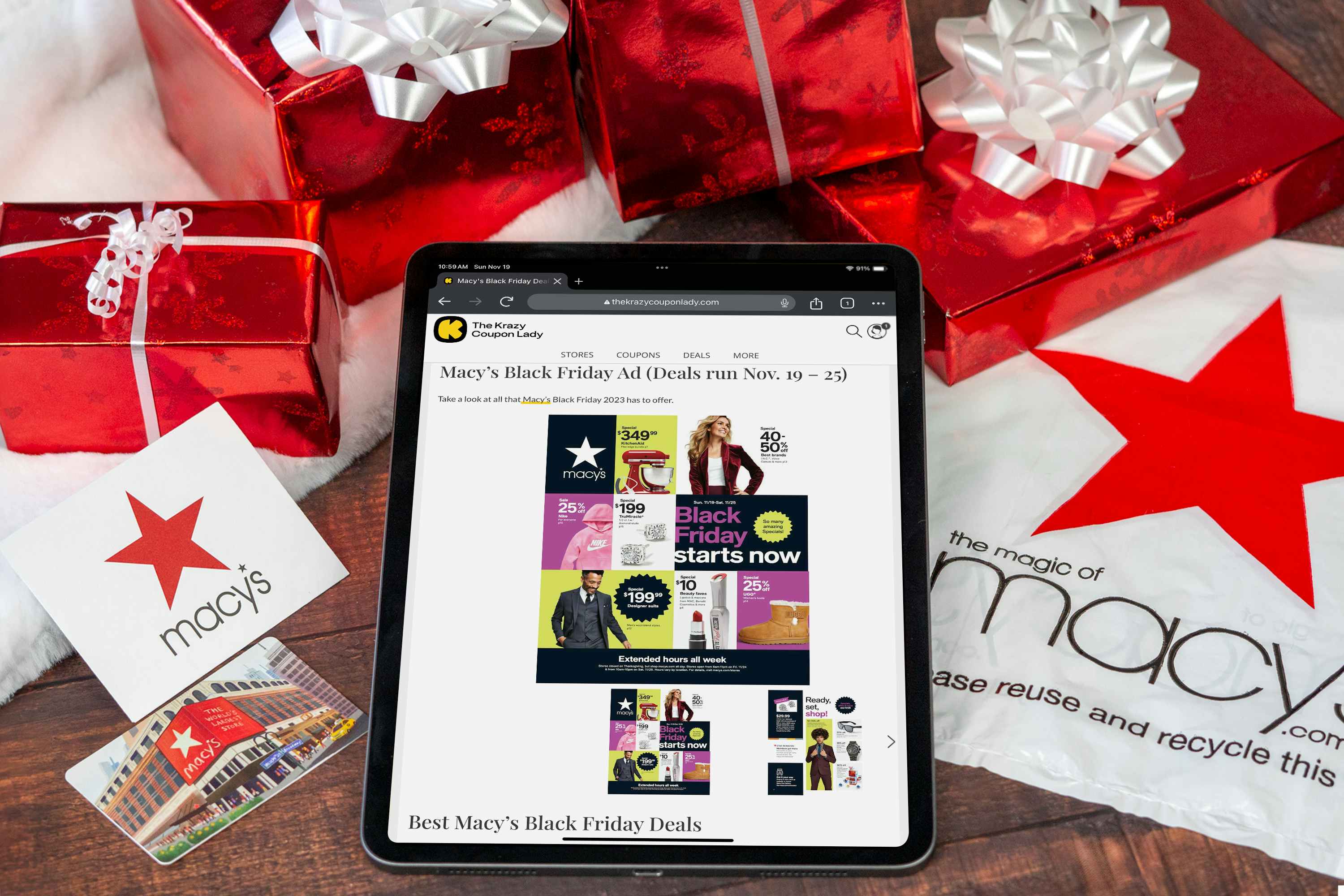 the Macy's black friday ad on KCL's website displayed on an iPad