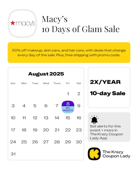 Macy's 10 Days of Glam 2025 dates