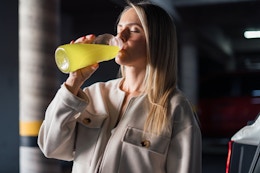 woman drinking beverage