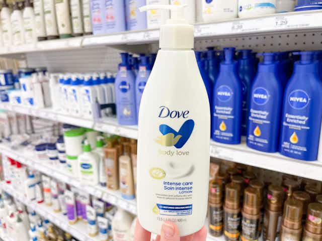 Dove Body Love Lotion Full-Size Bottles, Under $1 at Walgreens card image