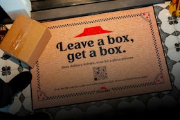 pizza hut leave a box get a box welcome mat with a qr code