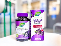 natures way sambucus immune syrup and gummies on walmart shelf