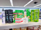 colgate garnier herbal essences gain axe items on walgreens shelf