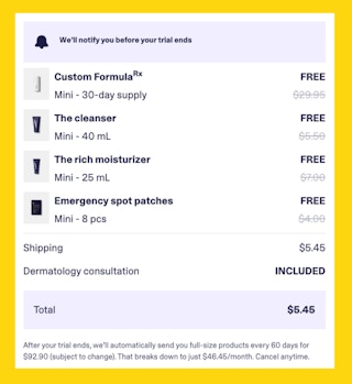 Curology Cart Image $5.45 Shipping