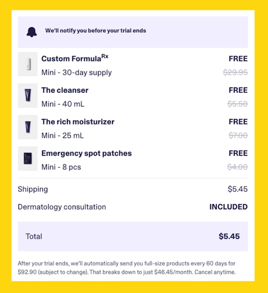 Curology Cart Image $5.45 Shipping