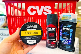 axe products in front of a cvs shopping basket
