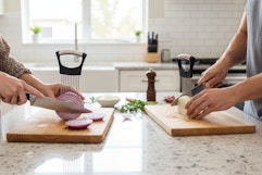 a couple using onion holders
