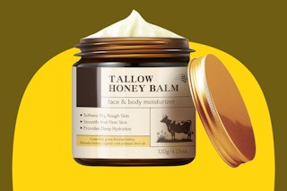 a brown jar of beef tallow cream