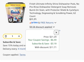 Finish Amazon receipt