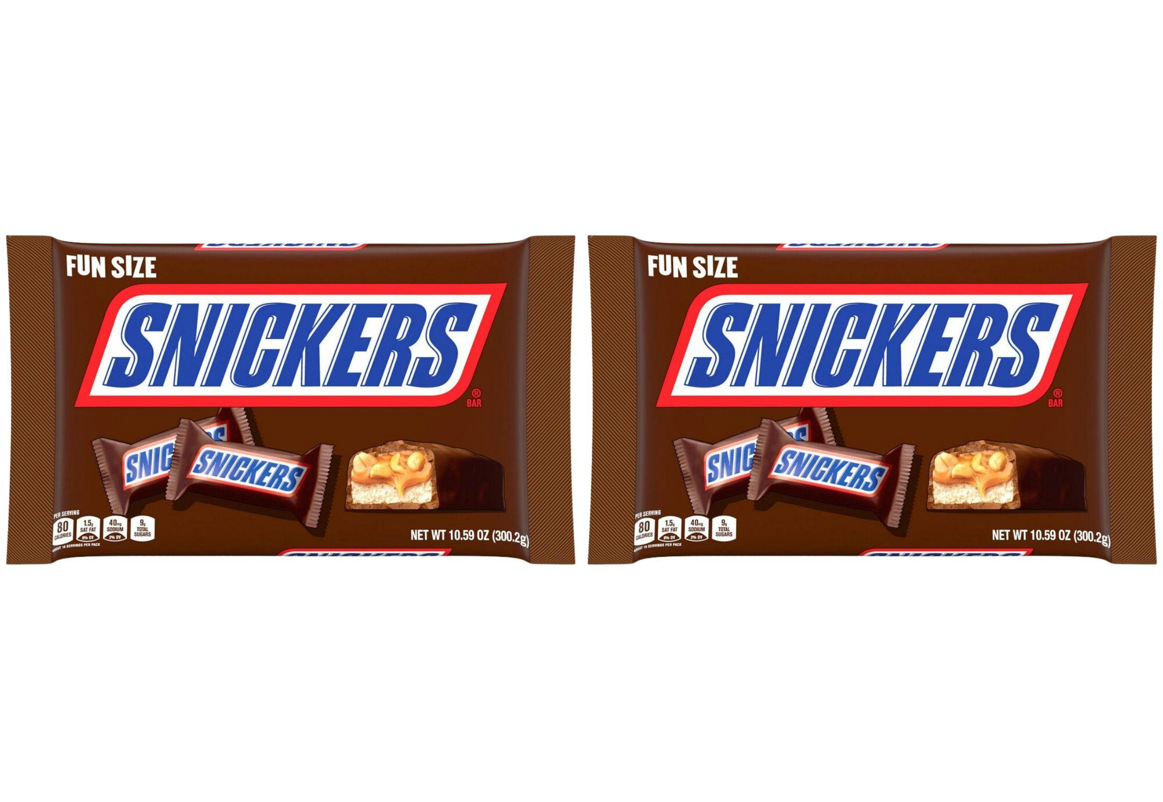 2 Snickers Fun Size Candy Bar Bags