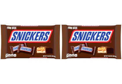 2 Snickers Fun Size Candy Bar Bags