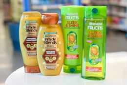 Garnier haircare on a store counter