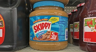 a 5-pound jar on a shelf