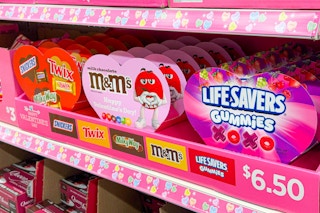 mars valentine's day chocolate on store shelf
