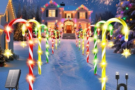 Solar Candy Cane Light Set