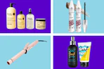 beauty products in a collage