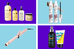 beauty products in a collage