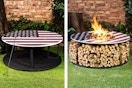 2 lifestyle images of the Deko Living Fire Pit (American Flag themed)