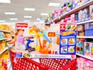 fisher-price hot wheels speedway sitting on top a target cart