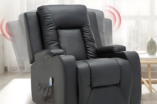 Wayfair Retail Latitude Run Heating and Massage Recliner Chair with yellow background