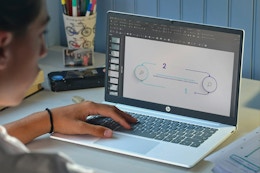 person using an HP Chromebook