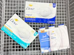 dove bar soap and body wash in shopping cart