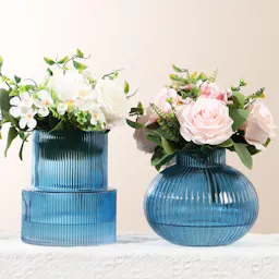 Ribbed Glass Vases