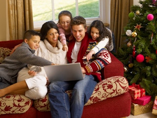 Family Christmas shopping online at home