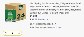 Irish Spring soap Amazon receipt