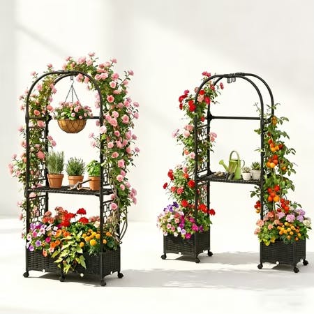 Rose Planter Box with Trellis