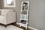 Lifestyle image of the white Hastings Bookshelf in home setting