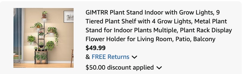 Plant stand Amazon receipt
