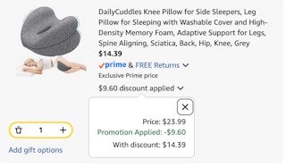 knee pillow Amazon receipt