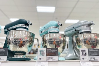 kitchenaid stand mixers on a target shelf