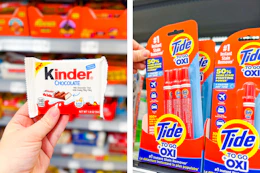 walmart freebies, tide and kinder side by side
