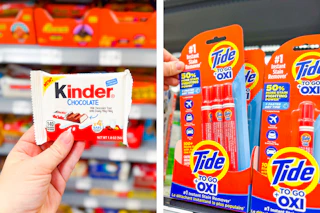 walmart freebies, tide and kinder side by side