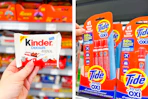 walmart freebies, tide and kinder side by side