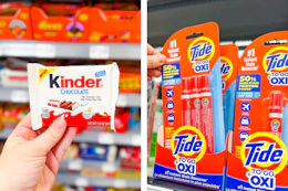 walmart freebies, tide and kinder side by side