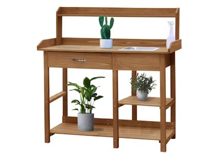 Wooden Potting Bench Table
