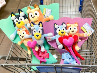 two bluey valentines day bouquets in walmart cart